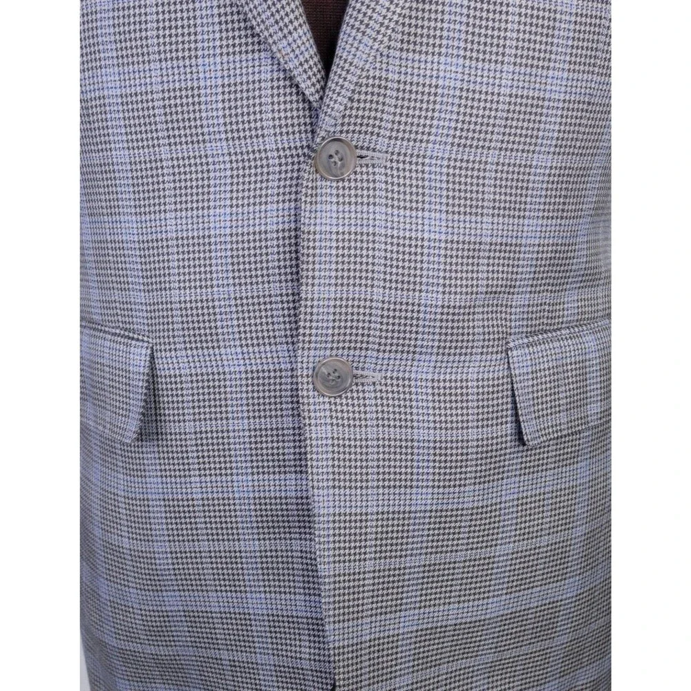 DAVID AUGUST Couture Blazer Men's 38XS Houndstooth Plaid Surgeon's Cuffs Jacket